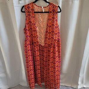 Western Duster Cardigan Size 2x Lace Romantic Long Swim Cover Up Art Deco 16281x